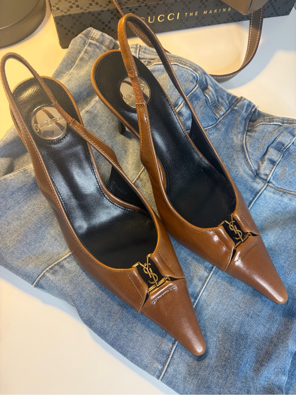 Women's Pointed Slingback Heels in Brown